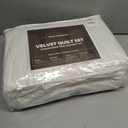 Velvet Quilt Set King Quilt, Lightweight Soft King Comforter Set, Bedspread Coverlet with 2 Matching Pillow Shams, Velvet Comforter Bedding Set for All Season (Off-White, Wave) (King/Cal.King (106" x 96"))