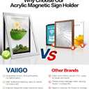 Acrylic Sign Holder 8.5" x 11" Wall Mount, Self Adhesive Magnetic Display Frame with Nano Tape, Plastic Clear Document Frame for Office, Store, School, Home, Wall Picture Frame (Silver, 3Pack)
