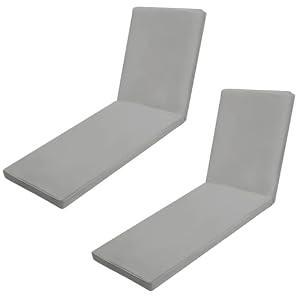 Iheqard Outdoor Chaise Lounge Cushions for Patio, 72"x22"x3" Lounge Chair Cushions Set of 2, Waterproof Replacement Seat Cushions for Outdoor Furniture, Gray