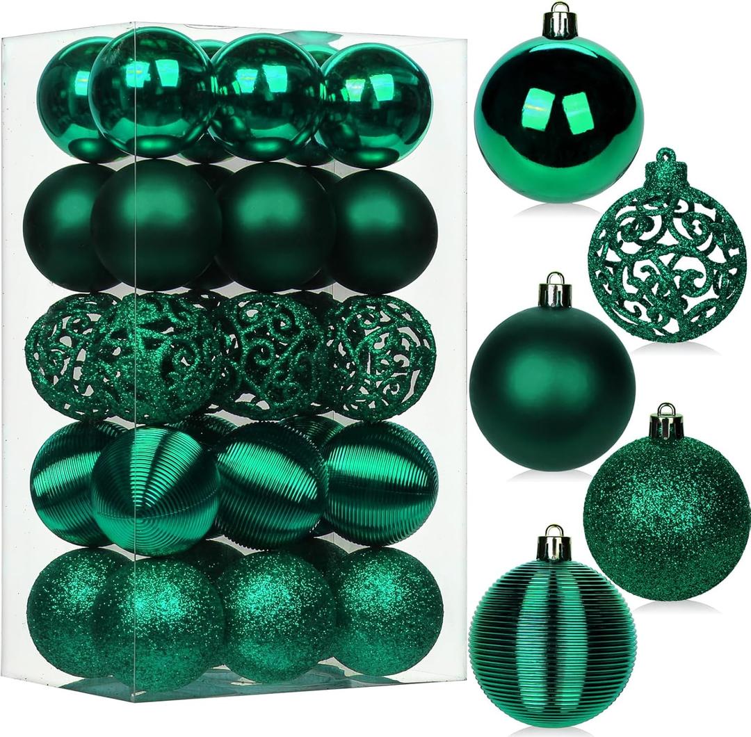 30PCS 2.36" Christmas Ball Ornaments Shatterproof Dark Green Christmas Tree Decorations Xmas Tree Balls Halloween Ornaments Dcor