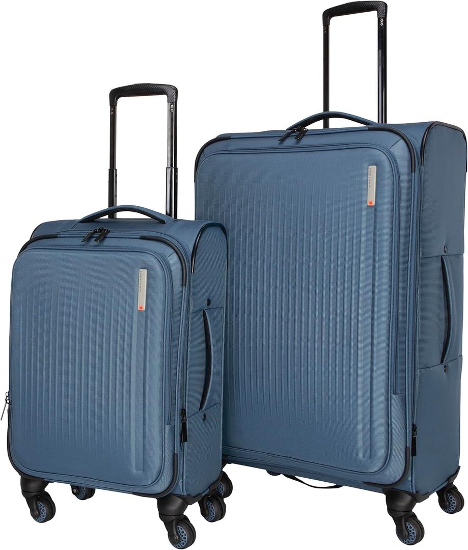 Sharper Image Odyssey 2-Piece Set (21.5" & 29") Expandable 8-Wheel Spinner Carry On and Large Checked Luggage Set, Bluefin