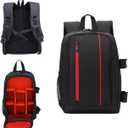 Camera Backpack for DSLR/SLR & Mirrorless Cameras  Waterproof Oxford Bag with Anti-Theft Design & Laptop Sleeve (17.711.87, Black-Red)