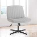 Sweetcrispy Criss Cross Chair Legged, Armless Office Swivel Desk Chairs No Wheels, Vanity Height Adjustable Wide Seat Comfy Cute Computer Task Seating for Home Bedroom, Grey, 25"x26"x32"