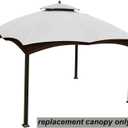 Hugline Outdoor Replacement Canopy Top Double Tier Gazebo Roof Cover for Lowe's Allen Roth 10x12 Gazebo #GF-12S004B-1 (Gray)