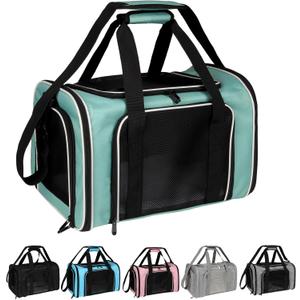 Cat, Dog Carrier for Small Medium Pet Carriers Up to15Lbs, Cats Carrier Soft- Sided Puppy Dogs Bag Portable Foldable Airline Approved Carrier Travel (Green 18 * 11 * 11)