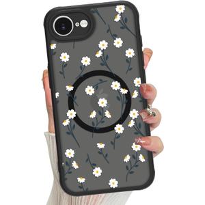 Magnetic for iPhone 16e Case for Women Men, Cute Daisy Floral Flowers Phone Case [Compatible with Magsafe] Translucent Matte Shockproof Cover, Daisy