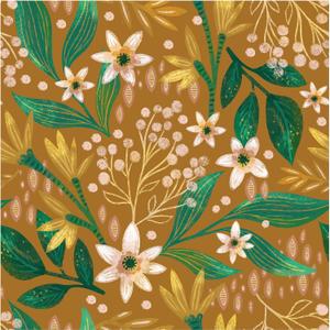 HAOKHOME Peel and Stick Wallpaper Boho Vintage Floral Contact Paper Self Adhesive Botanical Wall Paper for Accent Wall Caramel/Green 17.3in x 9.8ft