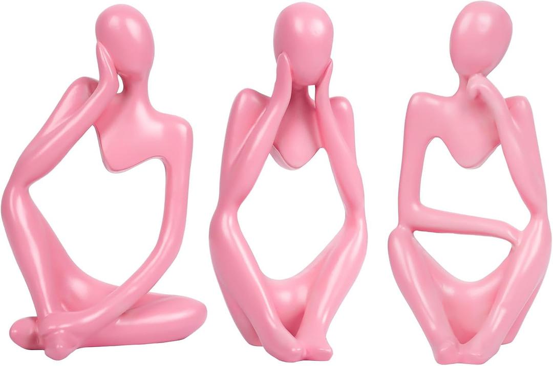 Yookat 3Pcs Thinker Statue Abstract Art Sculptures Resin Collectible Figurines for Fireplace Bedroom Kitchen Living Room Centerpieces Wedding Office Desk Birthday Gifts