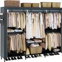 Clothes Rack, Portable Closet, 81.5 Inch Large Capacity Wardrobe Closet, Clothes Storage Organizer with Shelves and 5 Hanging Rods, Easy to Assembly, Grey PCT136G01