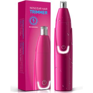 ZORAMI Rechargeable Ear and Nose Hair Trimmer - 2026 Professional Painless Eyebrow & Facial Hair Trimmer for Men Women, Powerful Motor and Dual-Edge Blades for Smoother Cutting Magenta