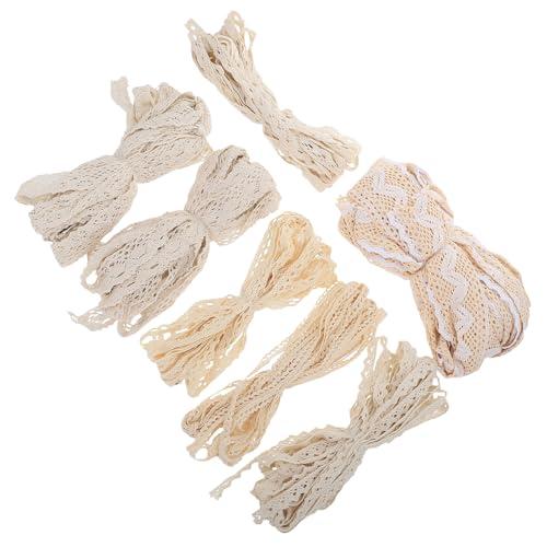 BESTonZON 7 Rolls Cotton Lace Trim Sewing Lace for Garment DIY Crafts 7pcs Set Natural Cotton Decorative Sewing Trim for Curtains and Clothing