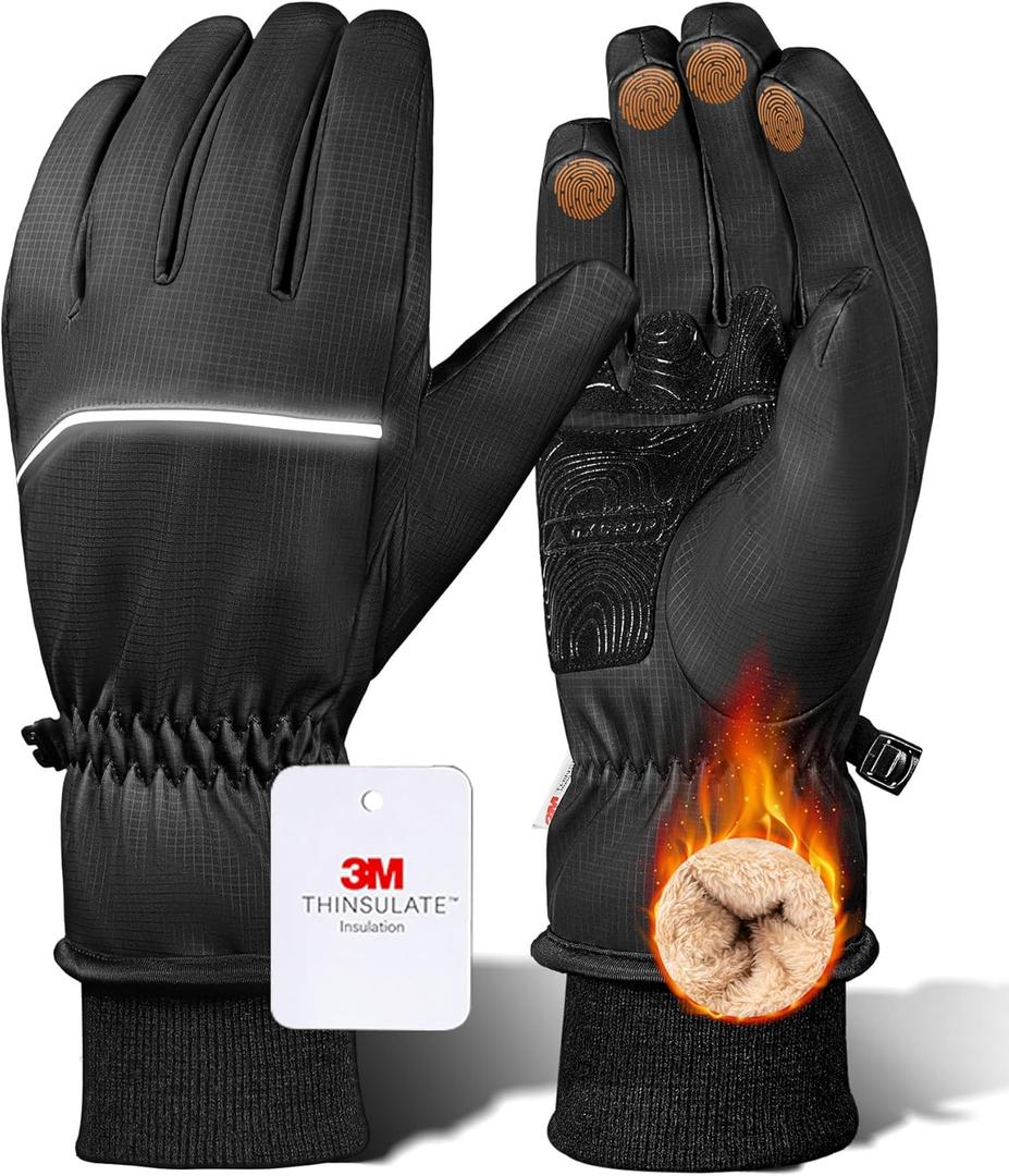 GXCROR Waterproof Winter Gloves for Men & Women, Touchscreen 3M Thinsulate Thermal Gloves for Skiing, Cycling, Snow Shoveling & Outdoor Work, Locked-in -20 Warmth (Large)