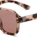 OUWEN Retro Polarized Square Aviator Sunglasses Womens Mens, Trendy Designer Rectangle Sun Glasses 70s Shades OW2239