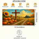 Thanksgiving Garage Door Cover Fall Garage Door Banner Pumpkin Garage Door Decorations Autumn Garage Mural 13x6ft Cross Harvest Sunflower Barn Backdrop for Outdoor Fall Porch Decor (orange-yellow-green)