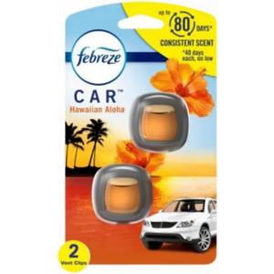 Febreze Procter & Gamble 182844 0.13 oz Car Hawaiian Aloha Car Vent Clip - Pack of 2