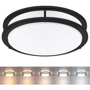 Black Flush Mount Ceiling Light, 13 Inch LED Ceiling Light Fixture with 5CCT(2700K/3000K/3500K/4000K/5000K Adjustable), 23W Saturn Flush Mount Ceiling Lighting for Kitchen Hallway Stairwell