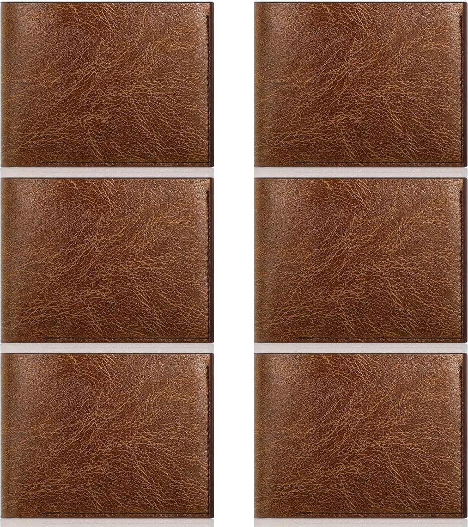 Sotiff 4 Pcs Leather Wallets Bulk for Men PU Trifold Blanks Wallet in Bulk for Laser Engraving Christmas Father Gift (Brown)
