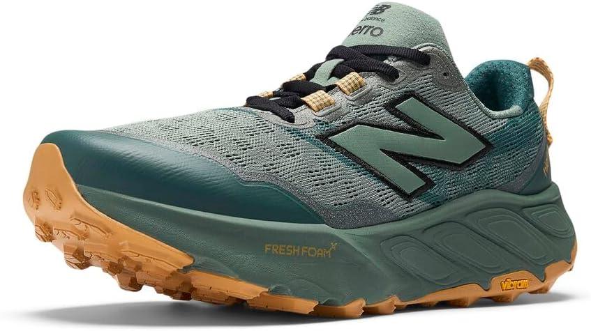 New Balance mens Fresh Foam X Hierro V9 (10 Wide, Dark Juniper/Black/Dried Apricot)
