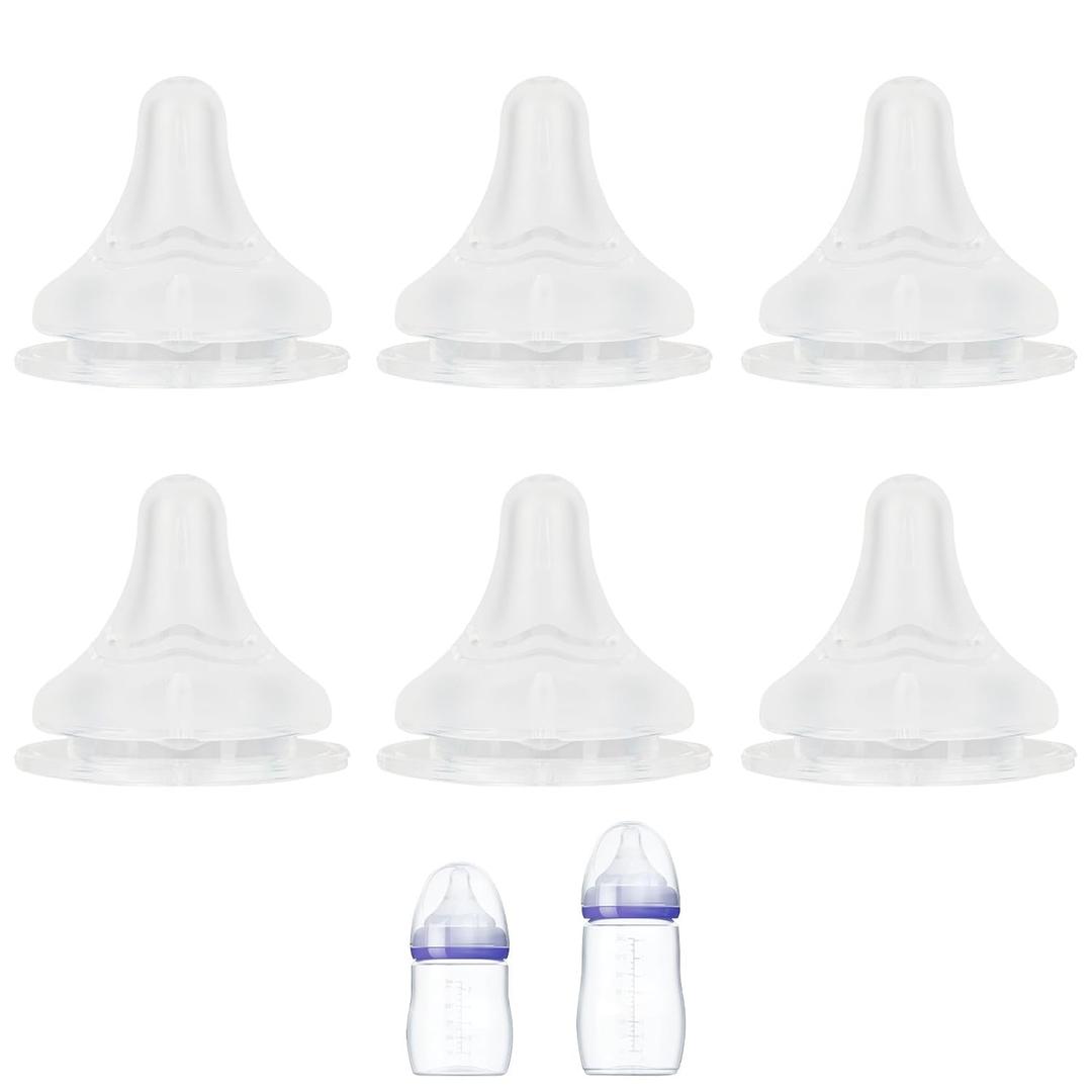 Silicone Nipple for Lansinoh Anti-Colic Baby Bottle, Fast Flow, Size L, 6m+, 6 Count
