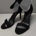 CARLKARIDA Women's High Heel Sandals Open Toe Ankle Tie Dressy Heeled Sandals for Prom, Party, Evening Events, 3.93 Inch Comfortable Thin Block Heels Size 9 1/2