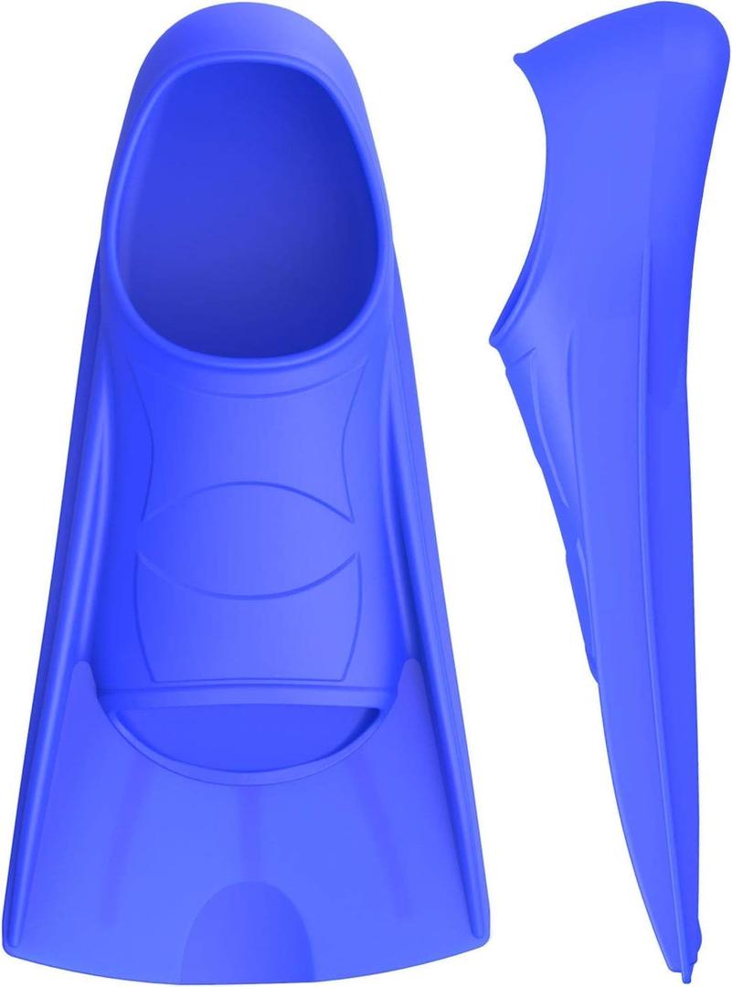 Gintenco Swim Fins, Kids Swim Training Fins for Lap Swimming, Travel Size Flippers with Mesh Bag, Silicone Swimming Fins for Kids Teens Adults Women Men (XS(Jr 13-1.5), Navy Blue)