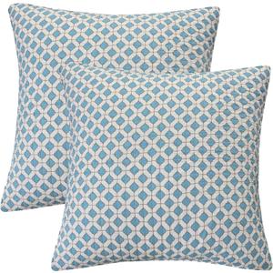 Levtex Home - Grey Palladium - Euro Shams Set of Two - (26x26in.), No Insert - Geometric Pattern - Cotton Fabric