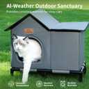 Weatherproof Heated Cat House for Outdoor in Winter, Elevated Outdoor Cat Shelter for Feral Cat, Insulated Cat Bed for Outside Stray Cat Kitty, 20x13x16 inches, Grey, Heated
