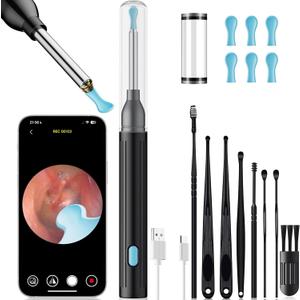 Ear Wax Removal Tool with Camera  1296P HD Ear Cleaner Otoscope with 6 LED Lights, Wireless Earwax Remover Kit with 8 Pcs Ear Picks, WiFi Ear Scope Cleaning Kit for iPhone, iPad & Android