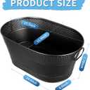 4 Gallon Galvanized Beverage Tub, 2 Pcs Heavy-Duty Black Ice Buckets Large Galvanized Drink Buckets Oval Metal Beverage Ice Tub with Handles for Catering Bars Parties (EXP 11/23/27)