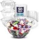 Bulk Clear Plastic Disposable Bowls with Lids Combo – 16oz Round Food Storage Containers for Meal Prep, Salads & Takeout – 50 Packs (50 Bowls & 50 Matching Lids)