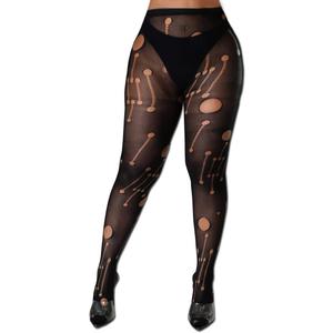 XIUSEMY Women Sexy Tights Fishnet Stockings Patterned Leggings Thigh-High Black Socks Lace Pantyhose (One Size)