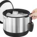 5QT/4.8L Insulated Ice Bucket for Parties, Large Capacity Double-Wall Beverage Bucket with Scoop & Lid for Champagne, Wine, Cocktail (Black)