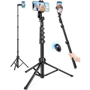 71" Tripod for iPhone, Phone Tripod Selfie Stick with Remote, Cell Phone Tripods & Tall Travel Tripods for Recording Video Selfies Photo, Compatible with iPhone 16 15 14 Pro Max 13 Android (Black)