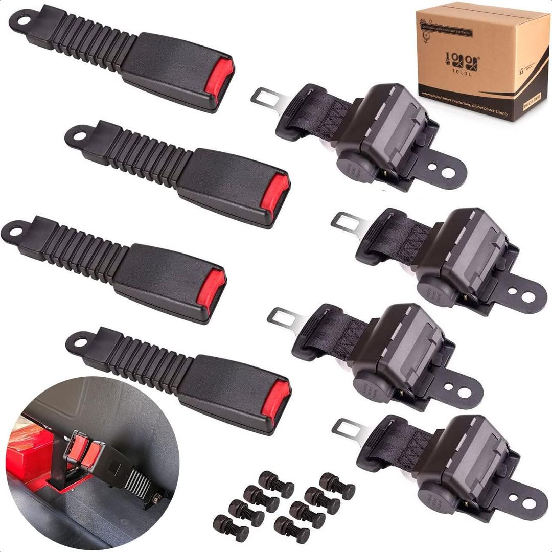 Universal Golf Cart Seat Belts Kit for Yamaha Club Car EZGO Go-Kart ATV UTV, 42 inch Retractable Seat Belts Kit (Without Mounting Bar)