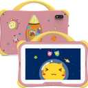 weelikeit Kids Tablet, Android 14 Tablet for Kids, 7 inch with Case, 8GB (4+4), and 64GB (Expandable up to 512GB) for Toddler Children, Parental Control, Dual Camera, WiFi, Gift, for Ages 3-14 (Pink)