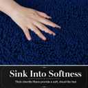 Bathroom Rugs Chenille Bath mat 3 Piece Set, Super Absorbent, Strong PVC Non Slip Backing, Bath mats for Bathroom, Plush Shaggy, Thick, Machine Washable, Bathtub, Toilet, Navy Blue, 20''×32''+16''×24''+20‘’×20'' U Shape