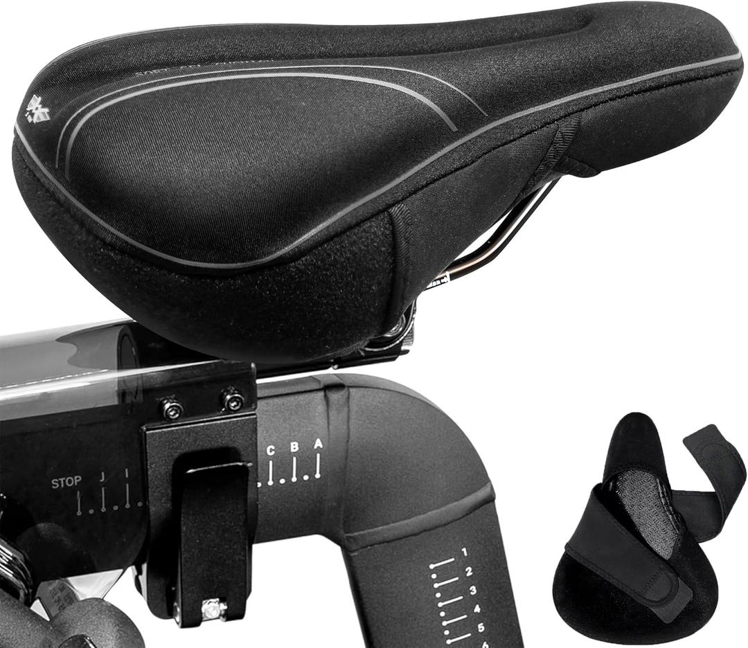 X WING Gel Padded Bike Seat Cover fits Peloton, Peloton Bike+, City, Road & Mountain, Bike Seat Cushion Comfort for Men and Women, Soft Bicycle Seat Cover with Cross-Stitch Velcro Straps (Sport - Gel/Groove)