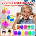 200 Pcs Prefilled Easter Eggs with Assorted Toys Inside,Basket Stuffers Easter Fillers,Easter Toys Bulk,Easter Egg Hunt Supplies,Prizes Classroom Events,Easter Party Favors Gifts for Kids Boys Girls