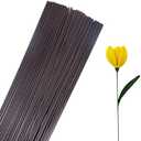 Pack of 2 Plastic Wrapped Floral Stems Bulk, 2 Gauge Thick Flower Stems for Crafts, 50 Pcs 16 Inch Coffee Long Floral Stems Flower Wire for Flower Arrangements, DIY Bouquet, Wreath Making