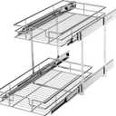2 Tier Pull Out Cabinet Organizer 11" W X 22" D, Slide Out Drawers For Kitchen Cabinets, Pull Out Drawers For Cabinets Capacity Heavy Duty Caddy, Cabinet Pullout Shelves Chrome-Plated, Bathroom Pantry