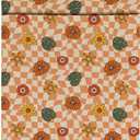 5 x Hippie Checkered Flowers Book Sleeve Rerto Book Accessories Book Lovers Gifts Waterproof Book Cover Book Pouch Book Protector Bookish Gifts for Readers Women Girls Bestie Graduation Christmas birthday (Multicolour 0899)