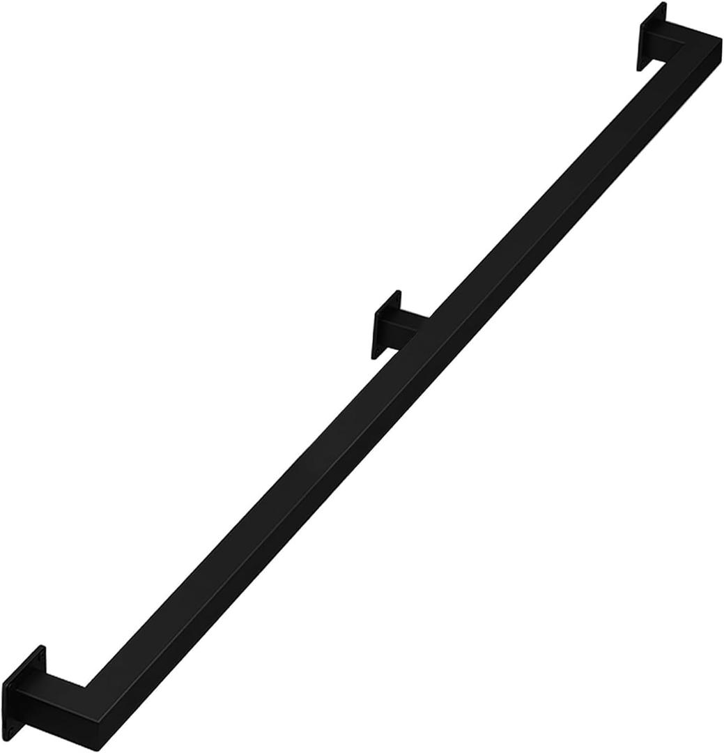 Staircase Handrail for Indoor Stairs, 5ft Modern Hand Railings Grab Bar Kit with Matte Black Finished, Non-Slip Wall Mount Decking Railings for Bars Lofts Kindergarten Guardrail Corridor (5ft, Black)