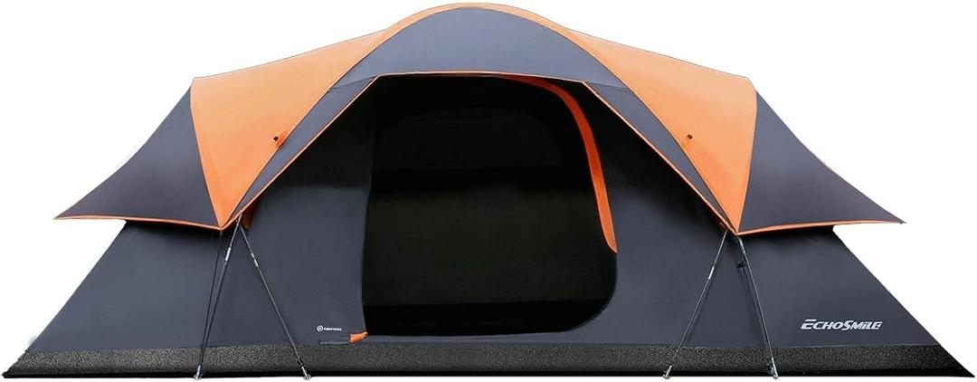 EchoSmile 8 Person Large Family Camping Tent, Waterproof Windproof Spacious Cabin Tent with Removable Rainfly, Easy Setup 3-Season Outdoor Shelter for Group