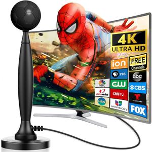 2026 Upgraded TV Antenna Indoor, 3500+ Miles Long Range Reception for Local Channels, Digital HDTV Antenna with Amplifier for Smart TV  Supports 8K 4K 1080P HD, Easy Setup with 26ft Cable