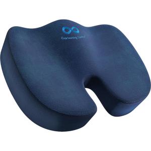 Everlasting Comfort Doctor Recommended Memory Foam Seat Cushion for Office Chairs & Car - Ergonomic Office Desk Accessories - Cushions for Tailbone Pain Relief, Sciatica (Navy Blue, Large)