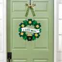 St Patricks Day Decorations Welcome Wreaths for Front Door Decor - Shamrock Sign with Bow for Irish March Home Wall Porch