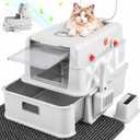 XXL Stainless Steel Litter Box with Lid，Gray