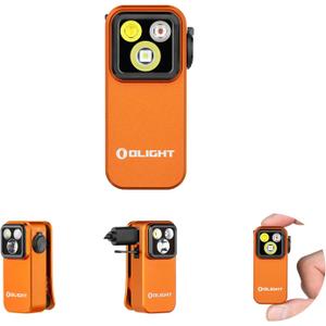 OLIGHT Oclip Pro EDC Flashlight Clip-on Light, Rechargeable 500 Lumens with Three Lighting Solutions Type-C Charging, Magnetic Flash Lights for Signaling, Cycling, Outdoor or Indoor Use(Orange)