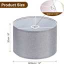 PATIKIL Drum Lamp Shades for Table Lamps 12"x12"x8" Linen Lampshade Set of 2 Easy Assembly Lamp Shade with E27 to E26/E14 Adapters for Floor Lamps Bedside Lamps, Gray (1.65" Spider)