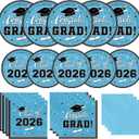 Graduation Plates and Napkins Gatherfun 2026 Graduation Party Supplies Sky Blue Disposable Paper Plates Cocktail Napkins for Congrats Grad Decorations, Serve 50